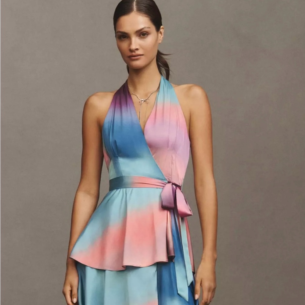 Anthropologie Hutch Satin Paige Wrap Maxi Dress